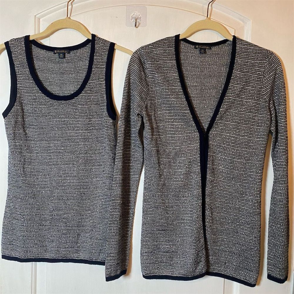 Brooks Brothers Navy and White Women's Cardigan Set